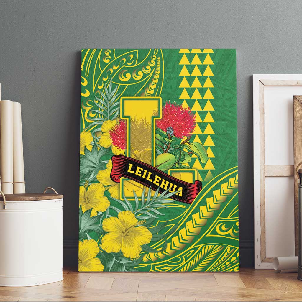 Hawaii Leilehua High School Canvas Wall Art Tribal Tattoo With Hibiscus Flowers