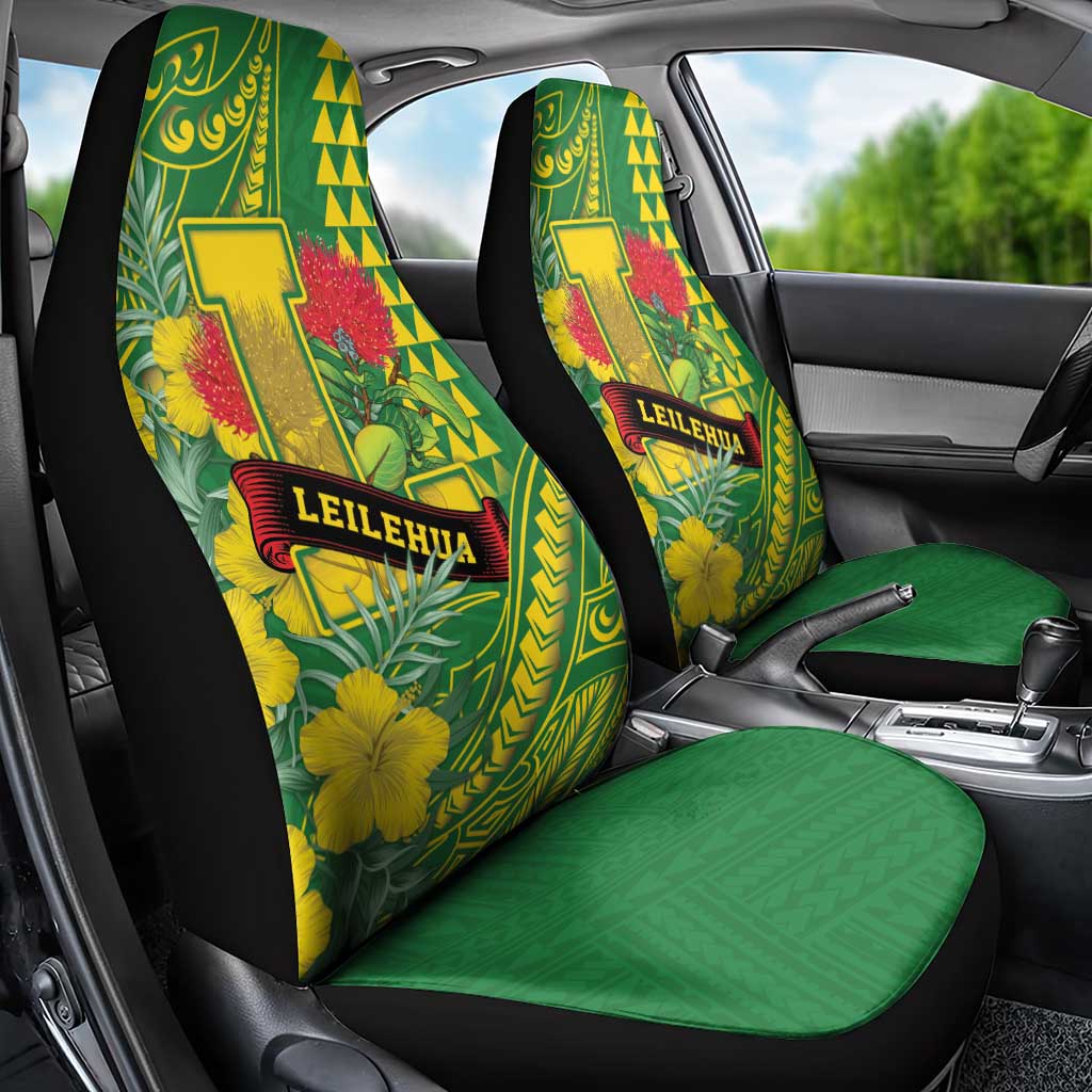 Hawaii Leilehua High School Car Seat Cover Tribal Tattoo With Hibiscus Flowers LT05 - Polynesian Pride