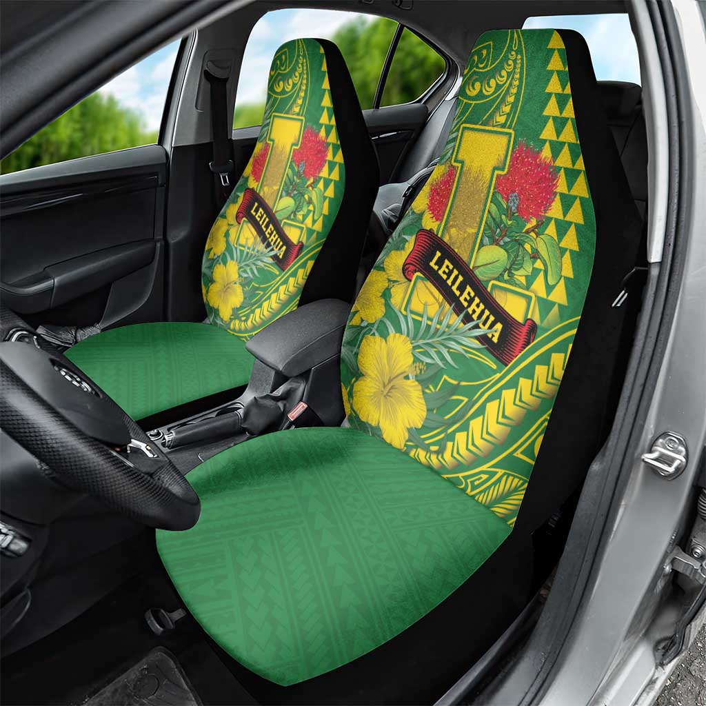 Hawaii Leilehua High School Car Seat Cover Tribal Tattoo With Hibiscus Flowers LT05 - Polynesian Pride