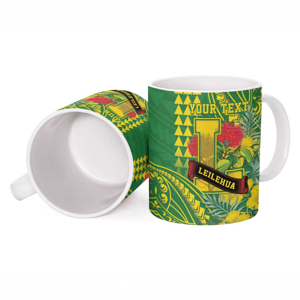Personalised Hawaii Leilehua High School Ceramic Mug Tribal Tattoo With Hibiscus Flowers