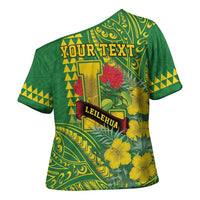 Personalised Hawaii Leilehua High School Cross Shoulder Shirt Tribal Tattoo With Hibiscus Flowers LT05 - Polynesian Pride