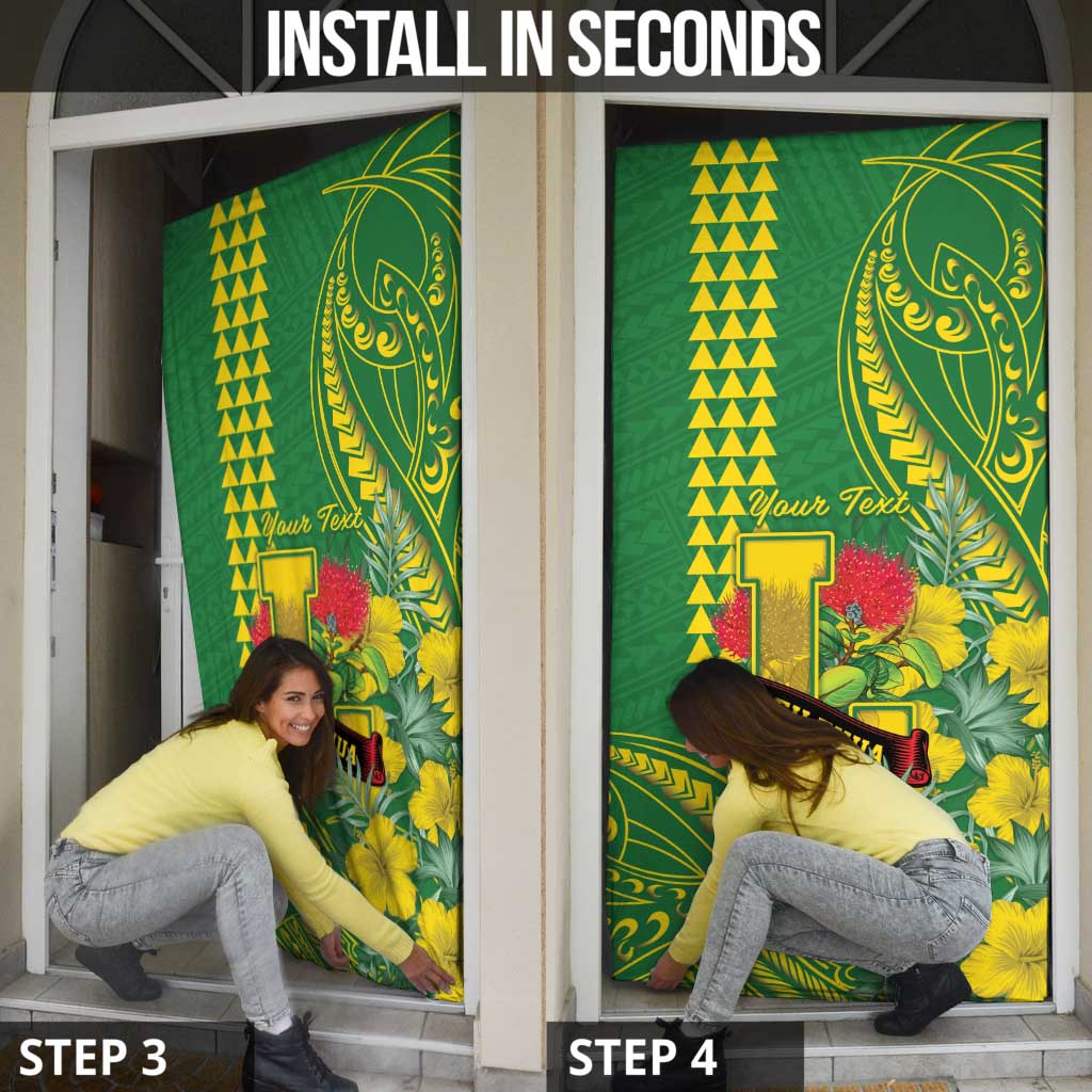 Personalised Hawaii Leilehua High School Door Cover Tribal Tattoo With Hibiscus Flowers LT05 - Polynesian Pride
