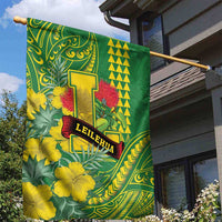 Hawaii Leilehua High School Garden Flag Tribal Tattoo With Hibiscus Flowers LT05 - Polynesian Pride