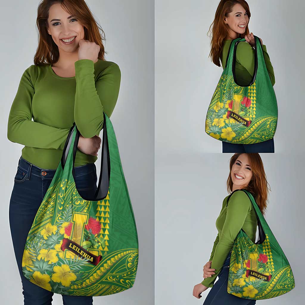 Hawaii Leilehua High School Grocery Bag Tribal Tattoo With Hibiscus Flowers LT05 - Polynesian Pride