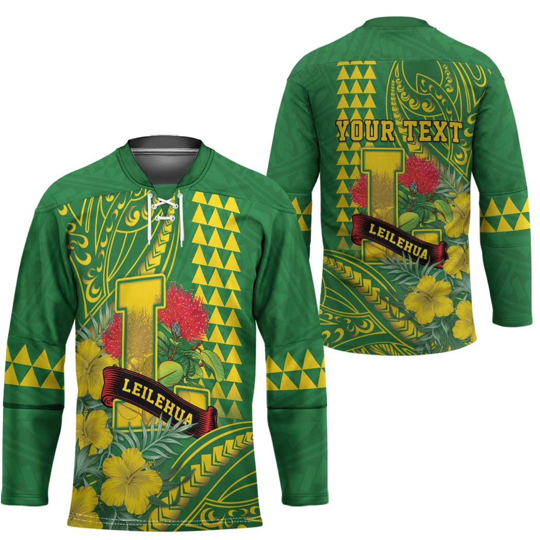 Personalised Hawaii Leilehua High School Hockey Jersey Tribal Tattoo With Hibiscus Flowers LT05 - Polynesian Pride