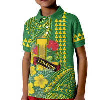 Personalised Hawaii Leilehua High School Kid Polo Shirt Tribal Tattoo With Hibiscus Flowers LT05 Kid Green - Polynesian Pride