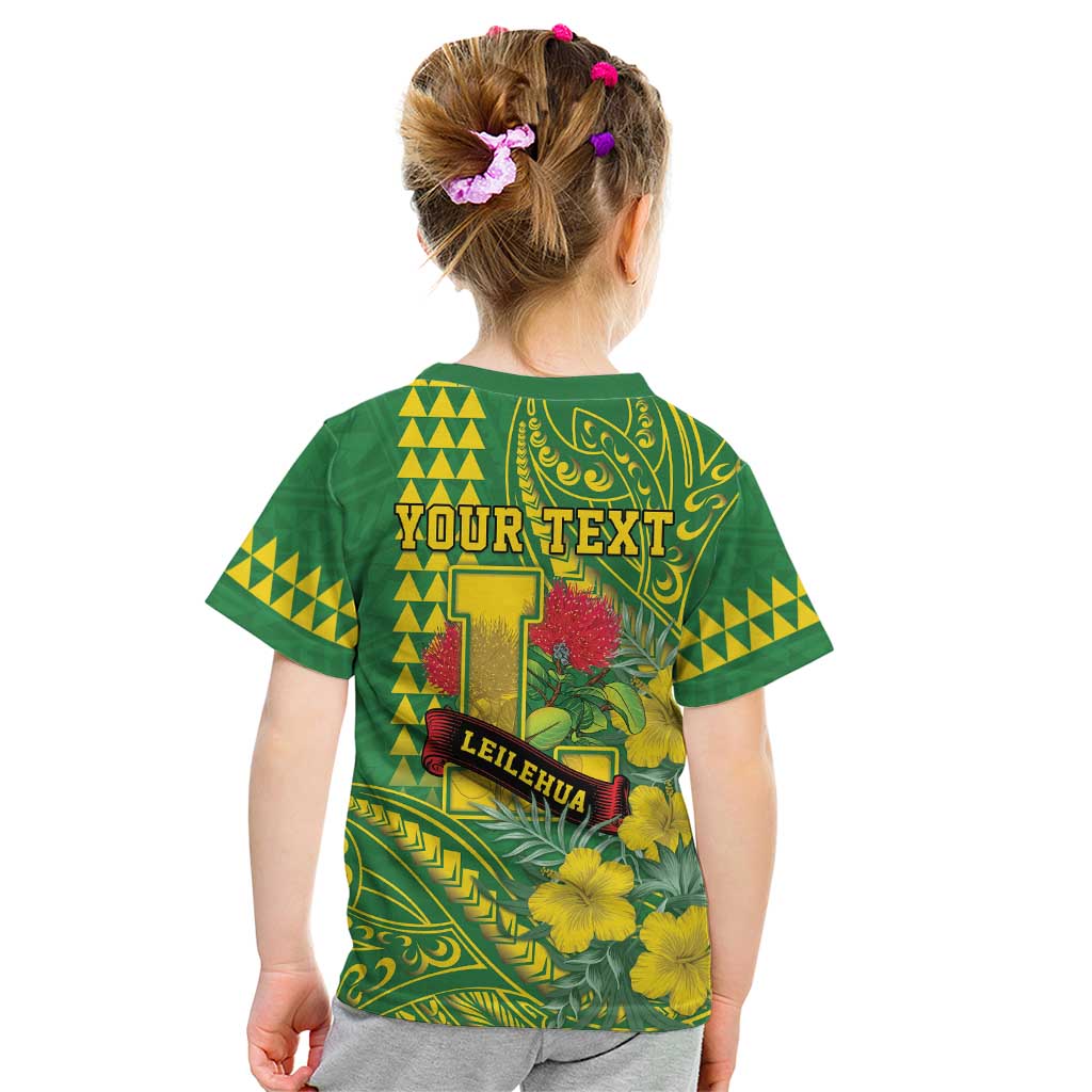 Personalised Hawaii Leilehua High School Kid T Shirt Tribal Tattoo With Hibiscus Flowers LT05 - Polynesian Pride