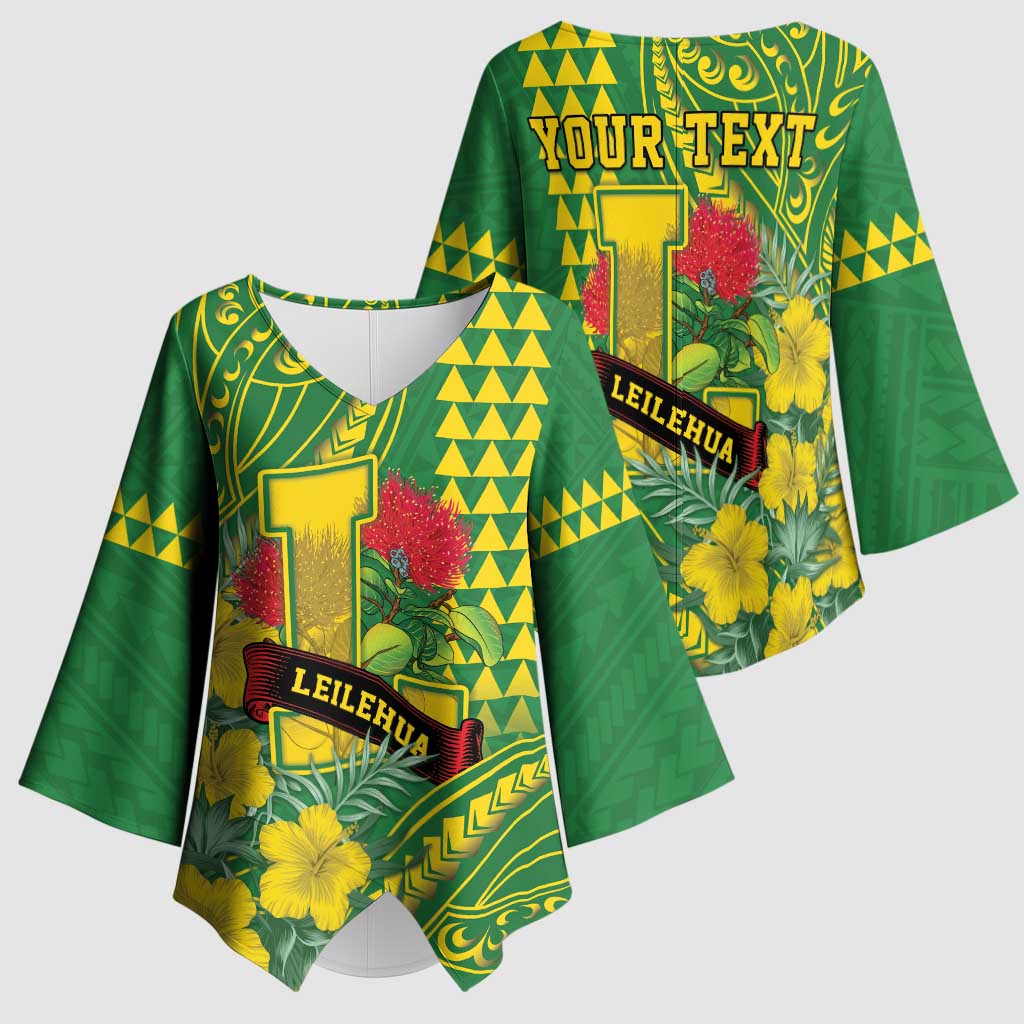 Personalised Hawaii Leilehua High School Kimono Sleeve Blouse Tribal Tattoo With Hibiscus Flowers LT05 - Polynesian Pride