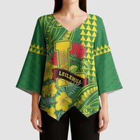 Personalised Hawaii Leilehua High School Kimono Sleeve Blouse Tribal Tattoo With Hibiscus Flowers LT05 - Polynesian Pride