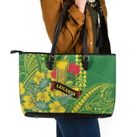 Hawaii Leilehua High School Leather Tote Bag Tribal Tattoo With Hibiscus Flowers LT05 - Polynesian Pride