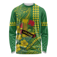 Personalised Hawaii Leilehua High School Long Sleeve Shirt Tribal Tattoo With Hibiscus Flowers LT05 Unisex Green - Polynesian Pride