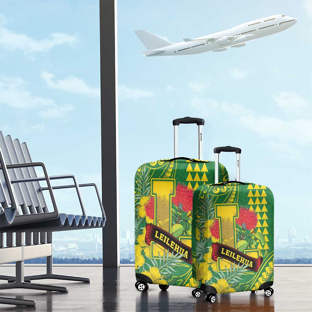 Hawaii Leilehua High School Luggage Cover Tribal Tattoo With Hibiscus Flowers LT05 - Polynesian Pride