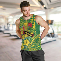 Personalised Hawaii Leilehua High School Men Tank Top Tribal Tattoo With Hibiscus Flowers LT05 Green - Polynesian Pride