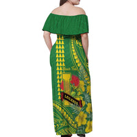 Personalised Hawaii Leilehua High School Off Shoulder Maxi Dress Tribal Tattoo With Hibiscus Flowers LT05 - Polynesian Pride
