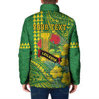 Personalised Hawaii Leilehua High School Padded Jacket Tribal Tattoo With Hibiscus Flowers