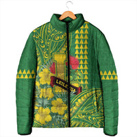 Personalised Hawaii Leilehua High School Padded Jacket Tribal Tattoo With Hibiscus Flowers