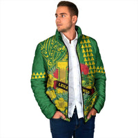 Personalised Hawaii Leilehua High School Padded Jacket Tribal Tattoo With Hibiscus Flowers