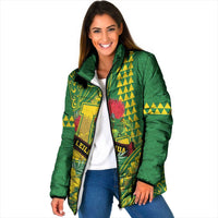 Personalised Hawaii Leilehua High School Padded Jacket Tribal Tattoo With Hibiscus Flowers