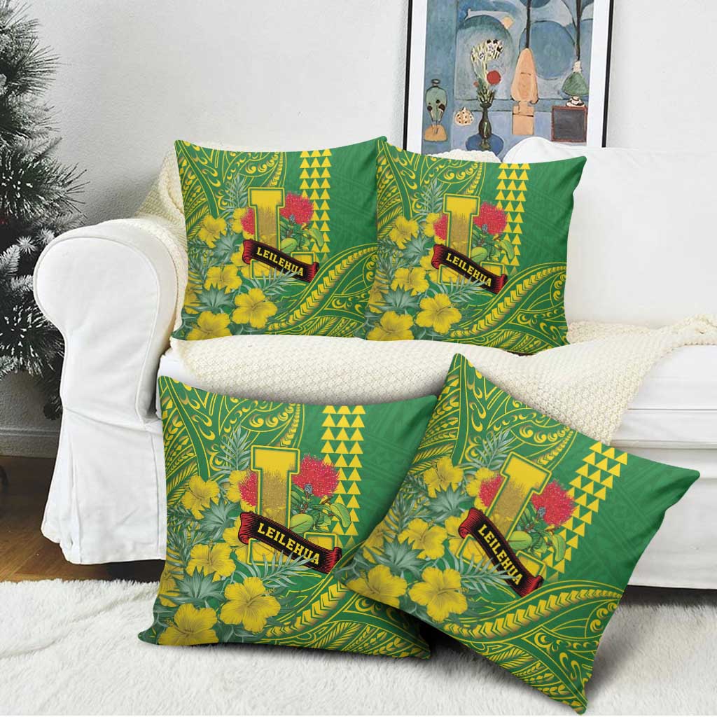 Hawaii Leilehua High School Pillow Cover Tribal Tattoo With Hibiscus Flowers LT05 - Polynesian Pride