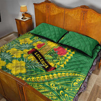 Hawaii Leilehua High School Quilt Bed Set Tribal Tattoo With Hibiscus Flowers