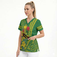 Personalised Hawaii Leilehua High School Scrub Top Tribal Tattoo With Hibiscus Flowers