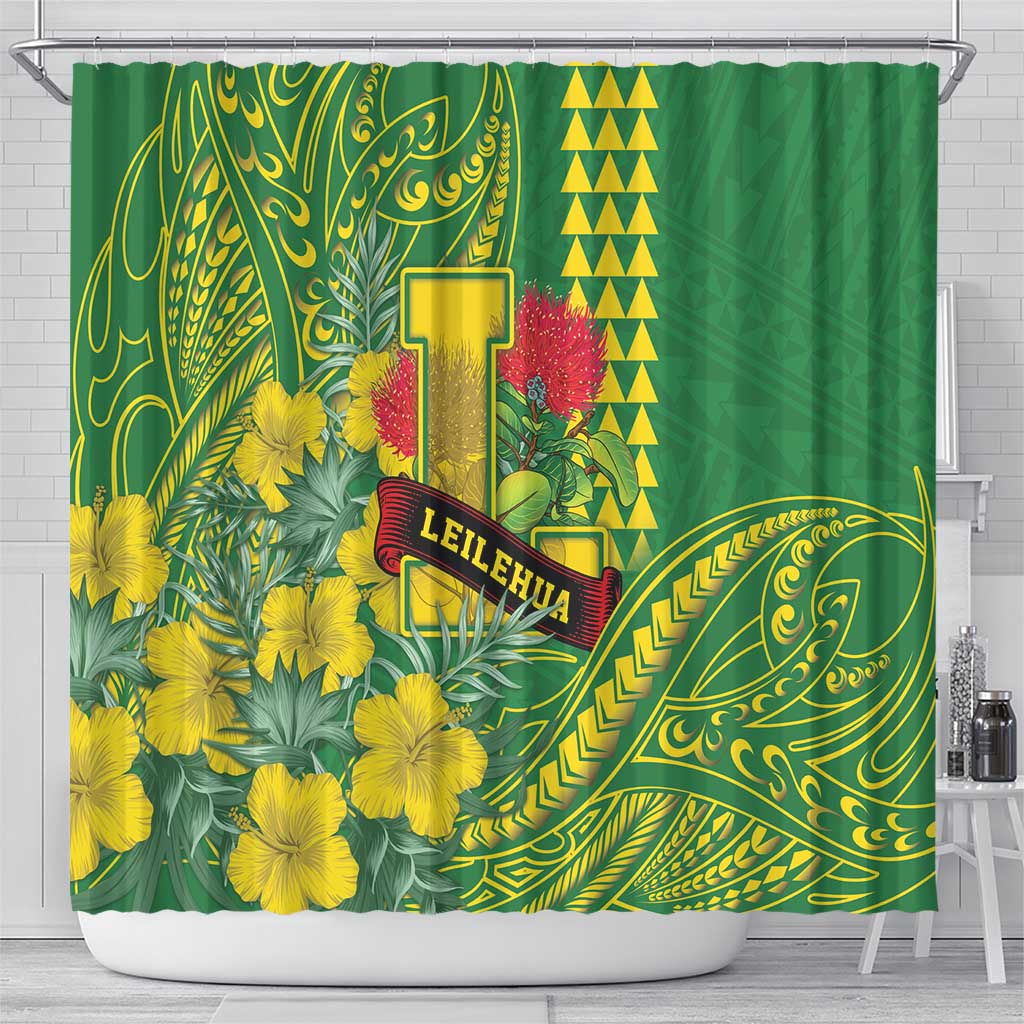 Hawaii Leilehua High School Shower Curtain Tribal Tattoo With Hibiscus Flowers LT05 - Polynesian Pride