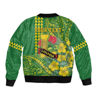 Personalised Hawaii Leilehua High School Sleeve Zip Bomber Jacket Tribal Tattoo With Hibiscus Flowers LT05 - Polynesian Pride
