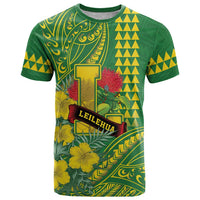Personalised Hawaii Leilehua High School T Shirt Tribal Tattoo With Hibiscus Flowers LT05 Green - Polynesian Pride