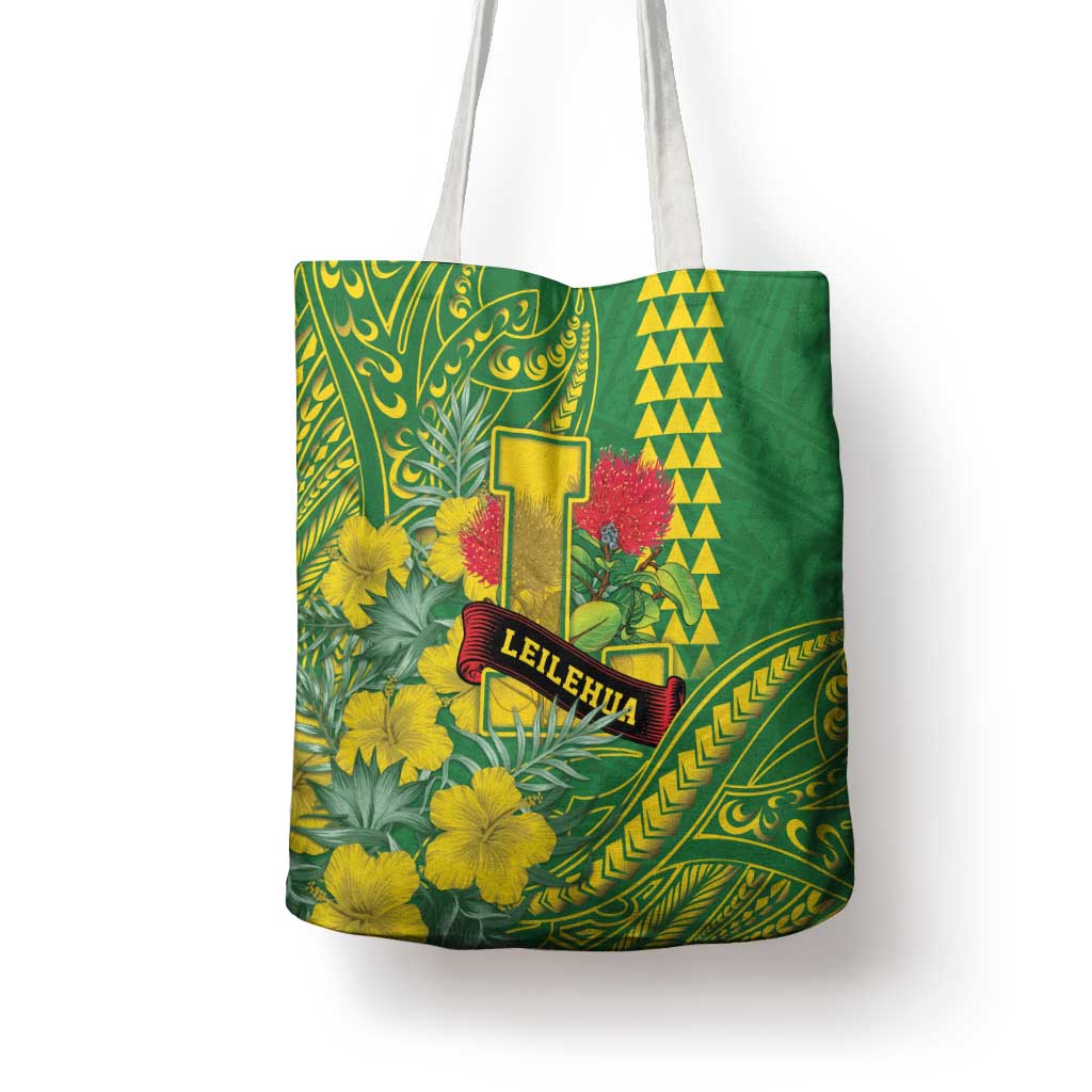 Hawaii Leilehua High School Tote Bag Tribal Tattoo With Hibiscus Flowers LT05 - Polynesian Pride