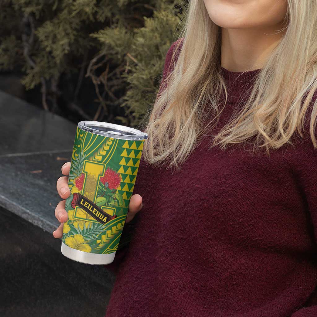 Personalised Hawaii Leilehua High School Tumbler Cup Tribal Tattoo With Hibiscus Flowers LT05 - Polynesian Pride