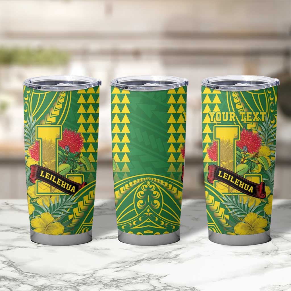 Personalised Hawaii Leilehua High School Tumbler Cup Tribal Tattoo With Hibiscus Flowers LT05 - Polynesian Pride