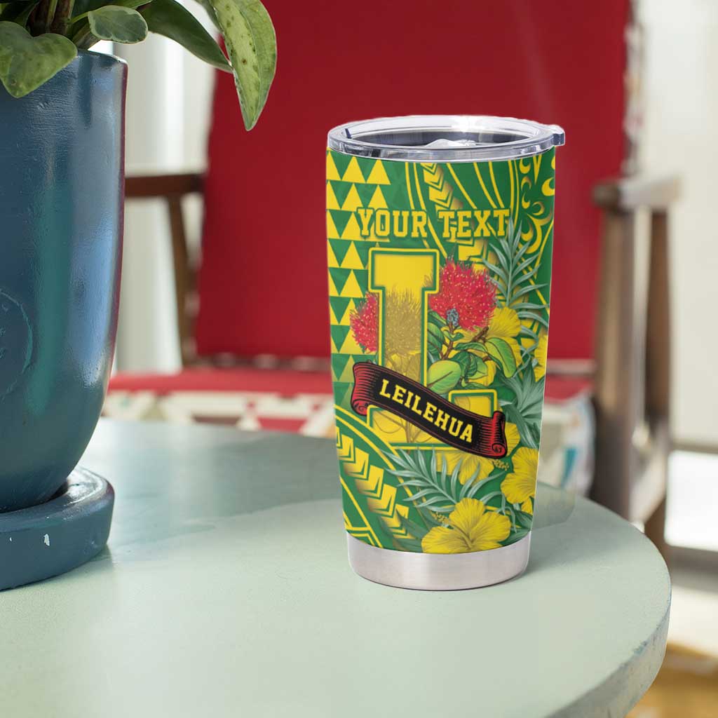 Personalised Hawaii Leilehua High School Tumbler Cup Tribal Tattoo With Hibiscus Flowers LT05 - Polynesian Pride