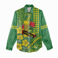Personalised Hawaii Leilehua High School Women Casual Shirt Tribal Tattoo With Hibiscus Flowers LT05 - Polynesian Pride