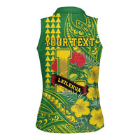 Personalised Hawaii Leilehua High School Women Sleeveless Polo Shirt Tribal Tattoo With Hibiscus Flowers LT05 - Polynesian Pride