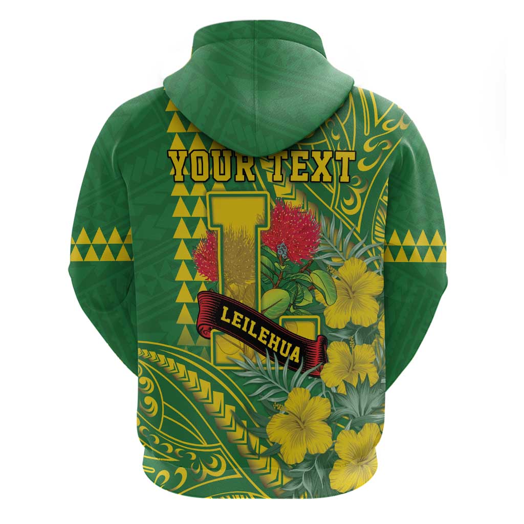 Personalised Hawaii Leilehua High School Zip Hoodie Tribal Tattoo With Hibiscus Flowers LT05 - Polynesian Pride