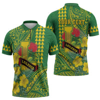 Personalised Hawaii Leilehua High School Zipper Polo Shirt Tribal Tattoo With Hibiscus Flowers LT05 - Polynesian Pride