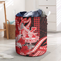 Hawaii Kalani High School Laundry Basket Tribal Tattoo With Hibiscus Flowers