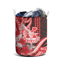 Hawaii Kalani High School Laundry Basket Tribal Tattoo With Hibiscus Flowers