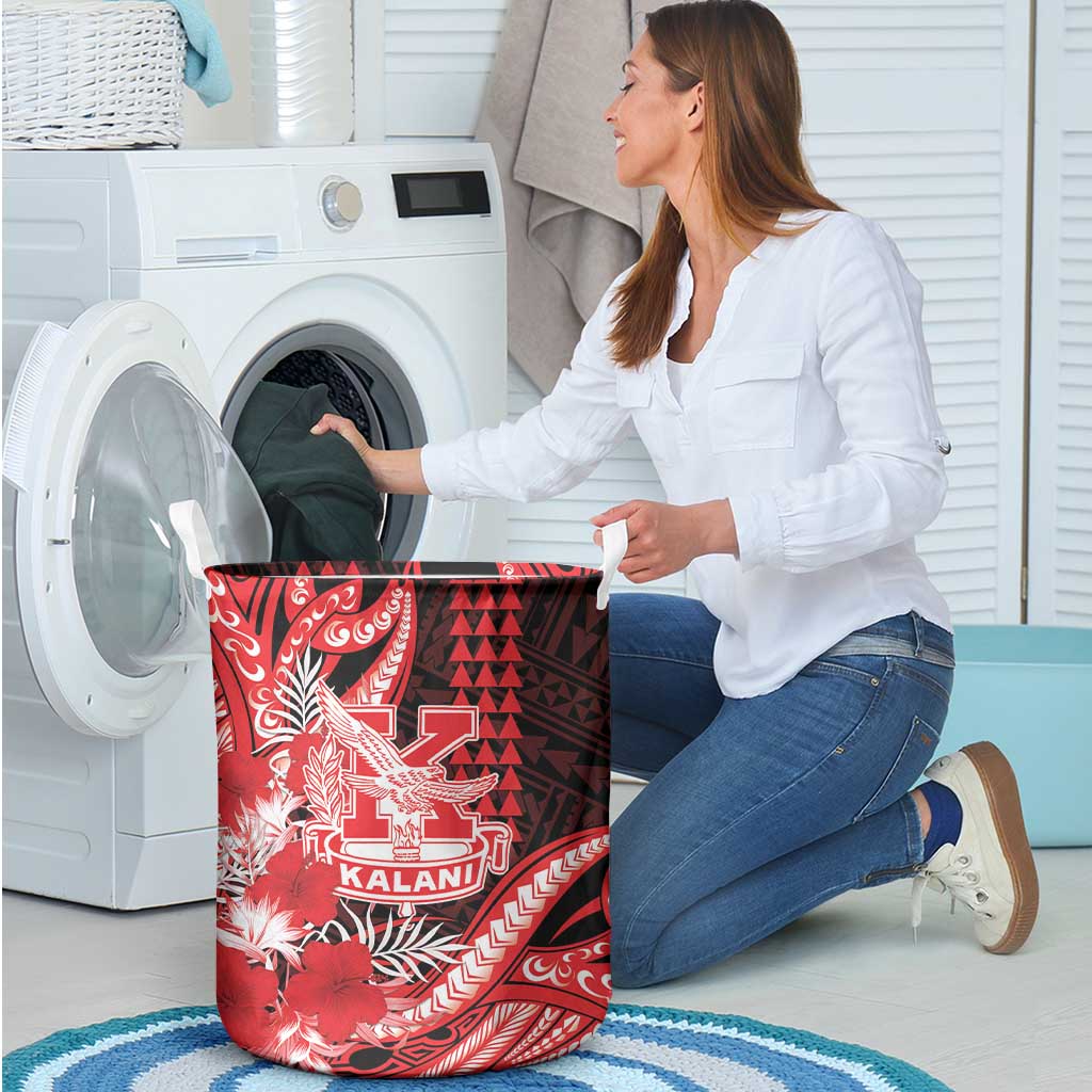 Hawaii Kalani High School Laundry Basket Tribal Tattoo With Hibiscus Flowers