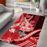 Hawaii Kalani High School Area Rug Tribal Tattoo With Hibiscus Flowers