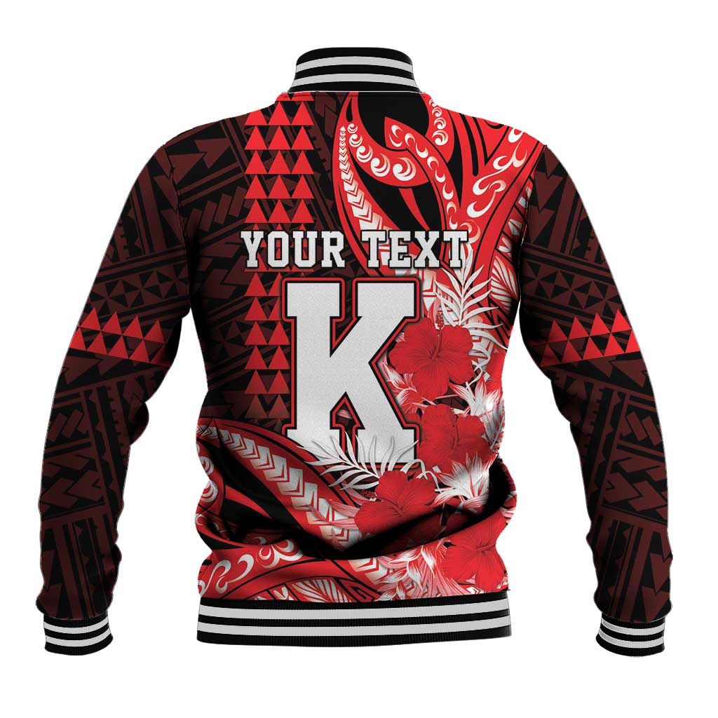 Personalised Hawaii Kalani High School Baseball Jacket Tribal Tattoo With Hibiscus Flowers LT05 - Polynesian Pride