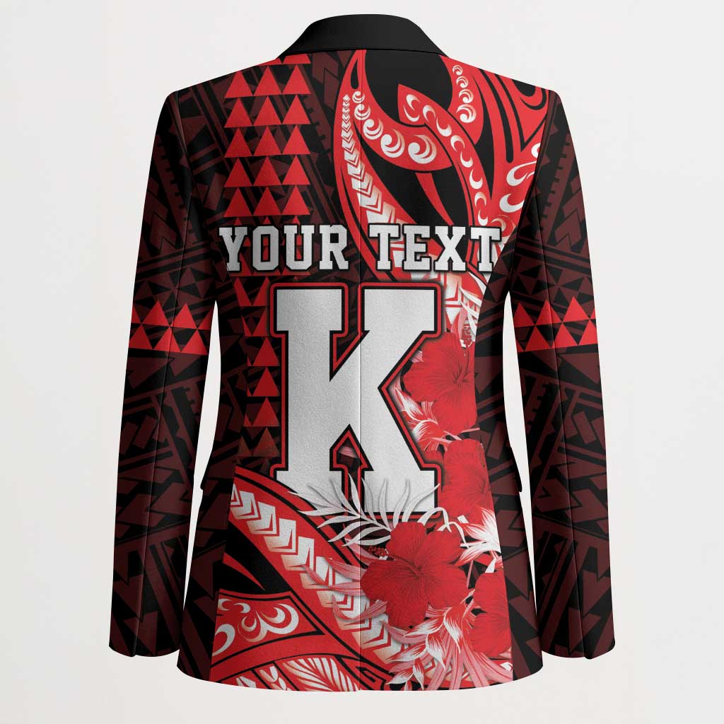 Personalised Hawaii Kalani High School Blazer Tribal Tattoo With Hibiscus Flowers LT05 - Polynesian Pride