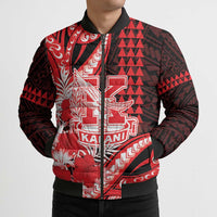 Personalised Hawaii Kalani High School Bomber Puffer Jacket Tribal Tattoo With Hibiscus Flowers