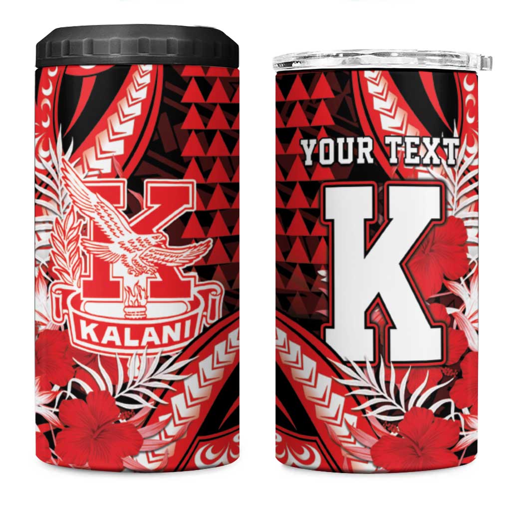 Personalised Hawaii Kalani High School 4 in 1 Can Cooler Tumbler Tribal Tattoo With Hibiscus Flowers LT05 One Size: 16 oz Red - Polynesian Pride