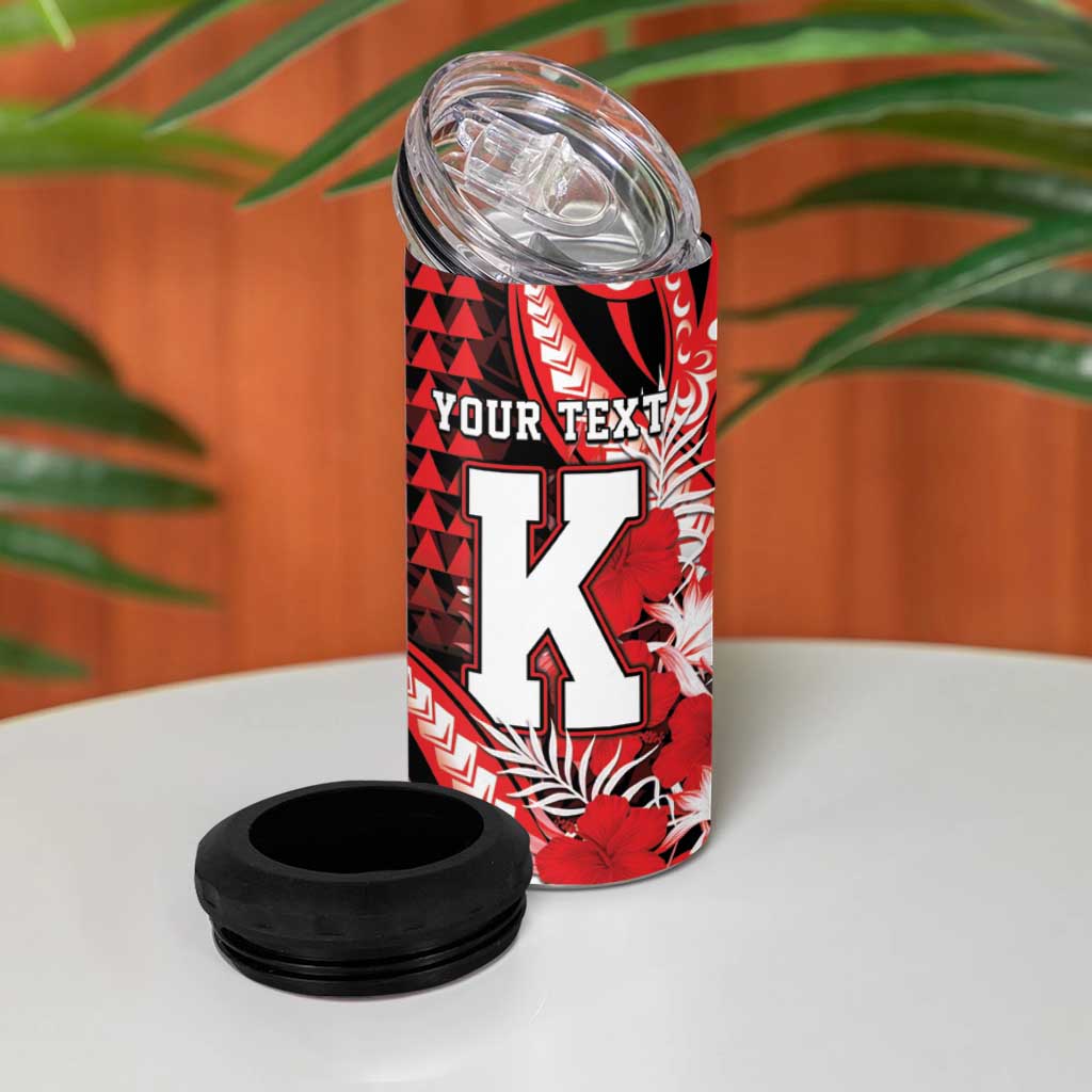 Personalised Hawaii Kalani High School 4 in 1 Can Cooler Tumbler Tribal Tattoo With Hibiscus Flowers LT05 - Polynesian Pride