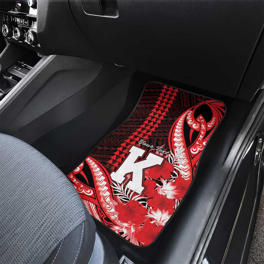 Personalised Hawaii Kalani High School Car Mats Tribal Tattoo With Hibiscus Flowers