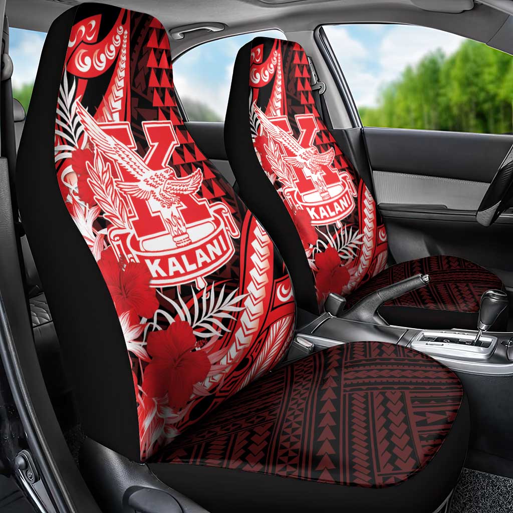 Hawaii Kalani High School Car Seat Cover Tribal Tattoo With Hibiscus Flowers LT05 - Polynesian Pride