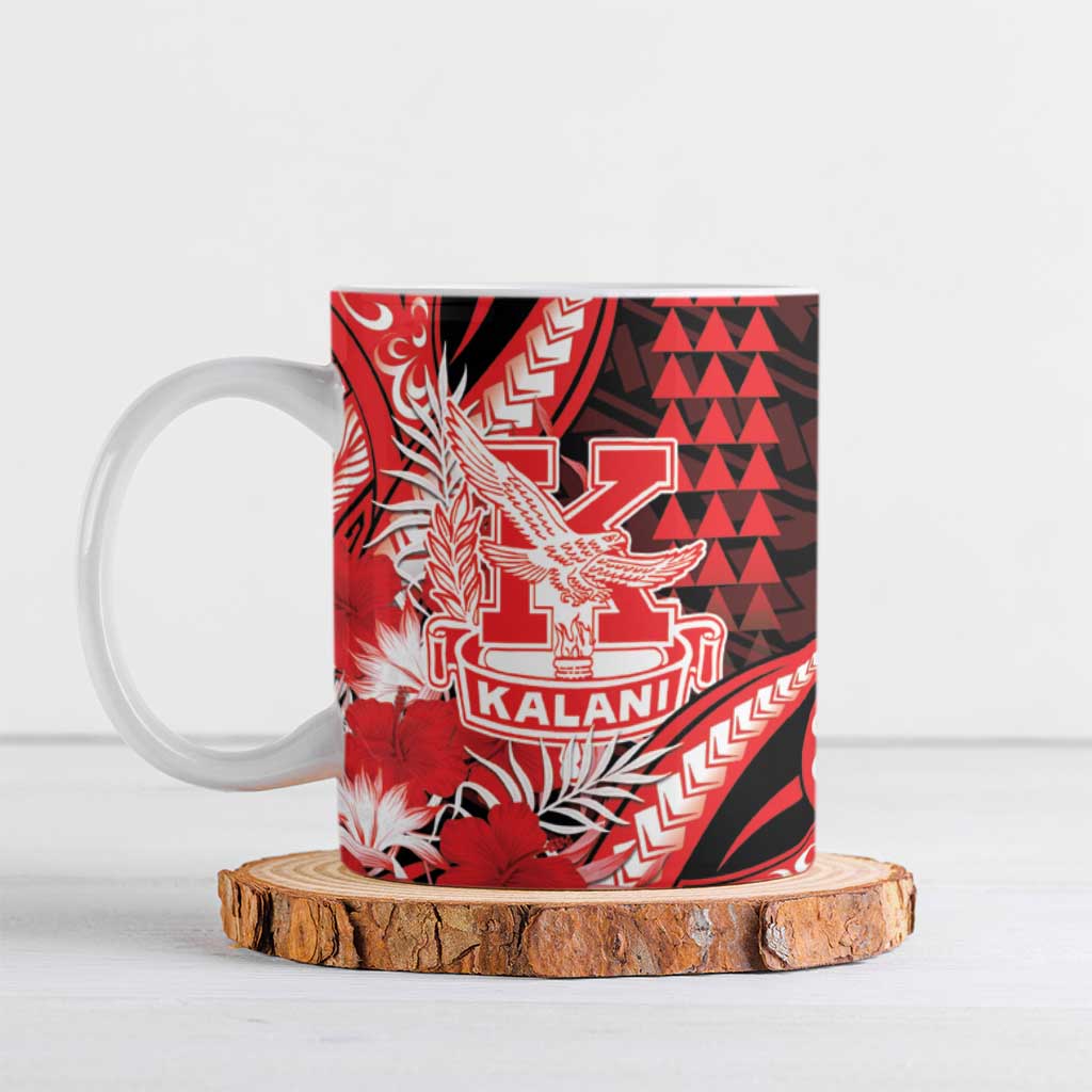 Personalised Hawaii Kalani High School Ceramic Mug Tribal Tattoo With Hibiscus Flowers