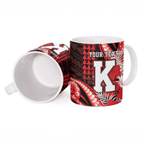 Personalised Hawaii Kalani High School Ceramic Mug Tribal Tattoo With Hibiscus Flowers