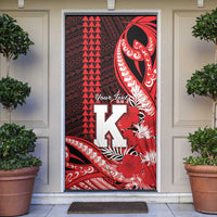 Personalised Hawaii Kalani High School Door Cover Tribal Tattoo With Hibiscus Flowers LT05 Red - Polynesian Pride